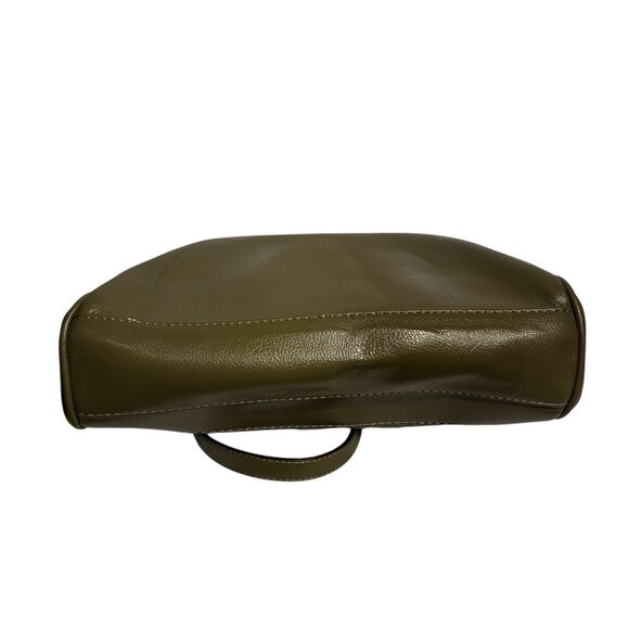 Women’s Ann Klein Olive Green Purse. Gold Hardware. Blue Lining. 10”x10”x4” - Picture 6 of 12